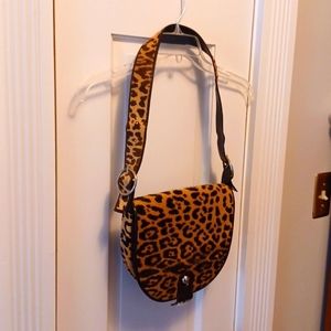 Vintage leopard print calfhair and leather purse